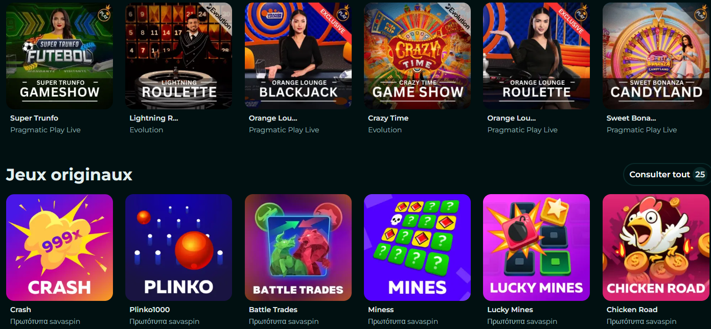 Jeux en direct et Crash Games Savaspin